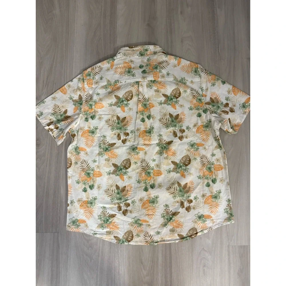Chaps Mens Shirt Seacoast Wash Floral Palm Button Down Green Orange XXL NWT